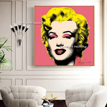  Marilyn Monroe Sexy Ženy, Ručné olejomaľba na Plátne Plagáty, Žlté, Ružové Steny Obrázok Umenia pre Obývacia Izba Cuadros bez rámu
