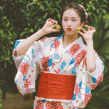  100% Bavlna dámske Japonské Kimono Kvetinové Potlače Letné Šaty Priedušná Župan Cosplay Kostým Fotografie Šaty
