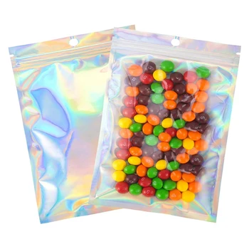  100 Ks Holografické Tašky Uzatvárateľnom Zapečatených balíčkoch Pre Strany Prospech Skladovanie Potravín (Holografické Farba, 4X6 Palec A 7X10 Inch)