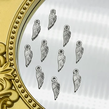  10Pcs Charms Starožitné Strieborné Pozlátené Kvet Krídlo Charms Prívesky Pre Šperky, Náušnice, Takže Vintage Náhrdelník Príslušenstvo Veľkoobchod