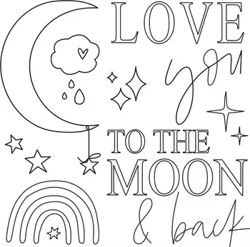  10x10 Love moon Jasné, Transparentné Silikónové Pečiatka Tesnenie forDIY scrapbooking foto albumDecorative jasné, pečiatka