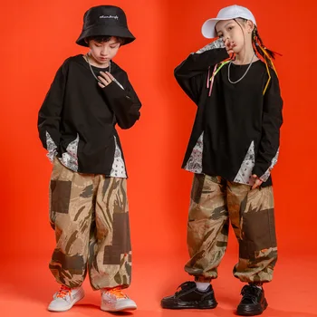  1197 Fáze Oblečenie Hip Hop Oblečenie Pre Deti, Dievčatá, Chlapcov Jazz Street Dance Kostým Čierna Biela Mikina Ružové Nohavice Hip-Hop Oblečenie