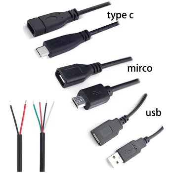  1M kábel USB Typu A Muž Žena Typ C Mikro Konektor 2Pin 4pin core Napájací Kábel Predlžovací Adaptér opravy zvárací Drôt urob si sám
