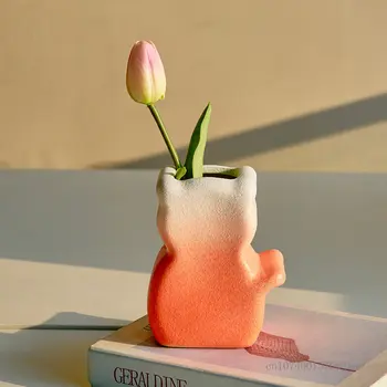  1PC Nordic štýl tvorivé mačky v tvare vázy, dekorácie pre domácnosť obývacej izby, spálne, kancelárie dekorácie keramického remesla váza