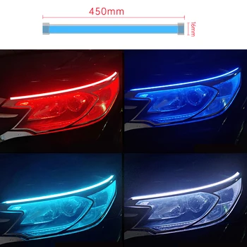  2 KS 45 Auto LED Svetelné Pásy DRL Svetlá pre Denné svietenie Flexibilné Auto Svetlometu Povrchu Dekoratívne Lampy Tečie Zase Signál