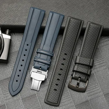  20 mm 22 mm Fluóru Gumy Watchband pre Rolex Tissot Omega Hodinky Seiko Pás pre Huawei Samsung Náramok Sport Popruh Čierna Modrá