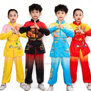  2022 deti tradičné čínske wushu oblečenie deti bojových umení jednotné kung fu oblek dievčatá chlapci fáze výkonu kostým nastaviť
