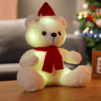 28 CM Roztomilé Plyšové LED Svetelné Vianočné Medveď Lesk a Spievať plyšáka Medveď Mäkké Bábiky Osvetlené Plyšové pre Deti Vianočný Darček