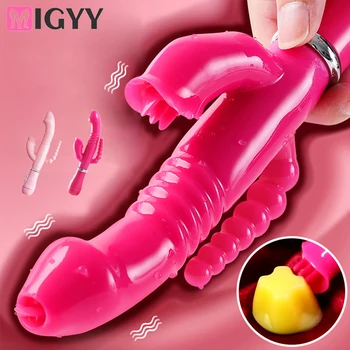  3 V 1 Lízanie Sania Vibrátor Erotické 12 Režim Vibračný Análny Pošvy Stimulátor Klitorisu Nositeľné Ústne Jazyk Sexuálne Hračky pre Ženy