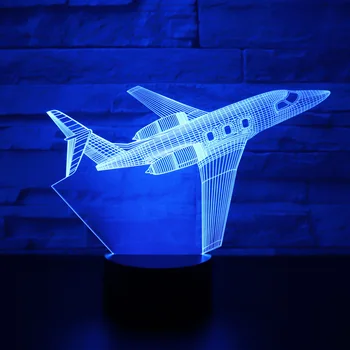  3D LED Nočné Svetlo Osobné Lietadlo Lietadlo s 7 Farieb Svetla, pre Domáce Dekorácie, Lampy Úžasné Vizualizácie Optické Ilúzie