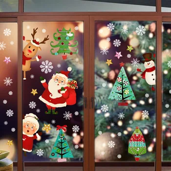  4pcs Santa Claus Snowflake Stenu, Nálepky Vianočné Elektrostatické Nálepky okenného Skla obojstranné Dekoratívne Zábavné Nálepky na Stenu