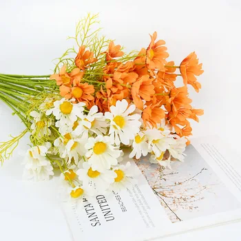  5 ks Malých Daisy Simulácia Kvet Pastoračnej Štýl Hodváb Umelé Kvety DIY Obývacia Izba Balkón Plochy Dekor Svadobné Dodávky