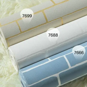  53cmx10m White Blue Brick Tapety netkanej Textílie 3d Tv joj, kaderníctvo Kaderníctvo Oblečením Tapety Spálne
