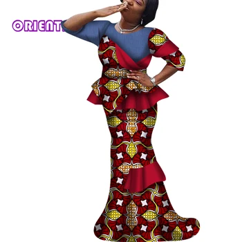  Africké 2 Dielna Sada Ženy Oblečenie Afriky Tlač Tričko Topy a Sukne, Elegantné Afriky Oblečenie Tradičné Plus Veľkosť WY6790