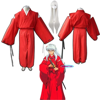  Anime Inuyasha Cosplay Kostýmy, Červené Japonské Kimono Mužov Župan Cosplay Kostýmy, Parochne s Pre Halloween Party
