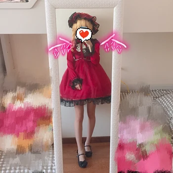  Anime Touhou Projektu Flandre Scarlet Red Oblečenie Lolita Šaty Nádherné Jednotné Cosplay Kostým Ženy Halloween Doprava Zadarmo 2021