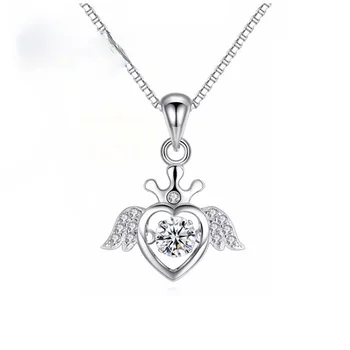  Anjelské krídla smart prívesok kórejský šperky skok Prívesok Náhrdelník žena Sterling silver farba Módny Náhrdelník clavicle reťazca
