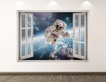  Astronaut Stenu Odtlačkový - Priestor 3D Okne Wall Art Nálepky Deti Dekor Vinyl Domov Plagát Vlastný Darček KD105