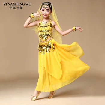  Brušný Tanec Orientálne Kostýmy Detí Brušného Tanca Sady Dievčatá Indický Bollywood Praxi Výkon Oblečenie 6pcs/set H015