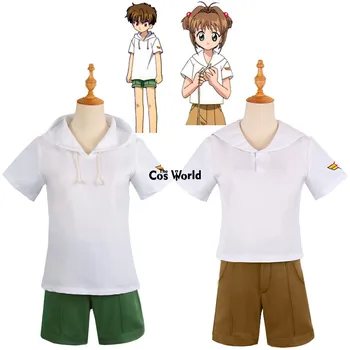  Cardcaptor Sakura Kinomoto Sakura Li Syaoran Krátky Rukáv Topy Krátke Nohavice Školy Jednotné Oblečenie Anime Cosplay Kostýmy