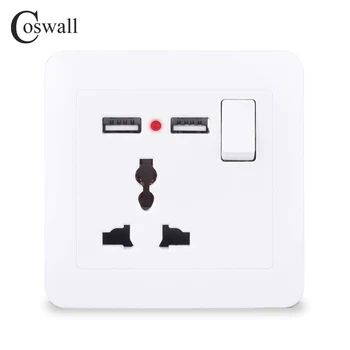  Coswall 13A Univerzálny 3 Kolík Zásuvky / British UK Štandard Výstup Spínaný S 2.1 Dual USB Nabíjací Port LED Indikátor