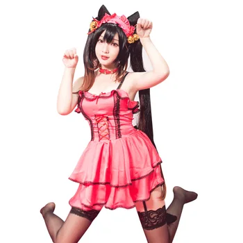  Doprava zadarmo Anime DÁTUM LIVE Cos Halloween Tokisaki Kurumi Cosplay Žena dievčatá mačka pyžamo Cosplay Kostým