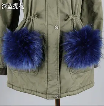  Dámske zimné kabát, bundu umelú kožušinu vrecku kožušiny pani móda teplé kožušiny vrecku kožušinové rukavice