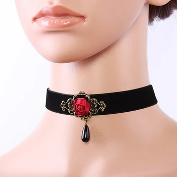  Elegantné Rose Choker Náhrdelník Pre Ženy Príslušenstvo Gotický Strany Šperky Vintage Vyhlásenie Náhrdelník & Prívesok