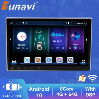  Eunavi DSP 8Core Android 10 autorádia 2Din GPS Navigácie Univerzálny Auto Stereo Audio 4G 64 G 10.1 palcový Headunit 2 Din DVD
