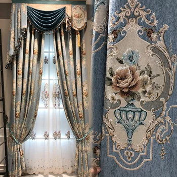 Európsky súd pre luxusné velvet zatmenie vyrezávané zlato kari villa dupleb obývacia izba, spálňa a tieňovanie žakárové vlastné záclony