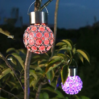  Farebné Fľaky Solárne LED Závesné Svetlo Nepremokavé Duté Sa Lopta Lampa Pre Outdoor Záhrada, Terasa, Dekorácie