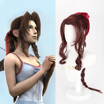  Final Fantasy VII Aerith Gainsborough Cosplay Parochňu Hnedé Dlhé Kučeravé Cosplay Parochňu Tepelne Odolných Syntetických Vlasy, Parochne + Parochňu Spp