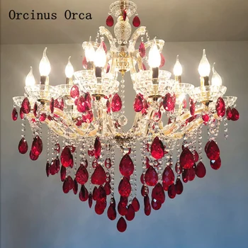 Francúzsky romantický červená krištáľový luster obývacia izba, jedáleň, spálňa Európskej luxusné led svadobný dar, krištáľové lampy