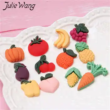  Julie Wang 30PCS Zmiešané Živice Banana Tekvicu Mrkva, Paradajka Charms Umelé Zelenina Ovocie Prívesky, Šperky, Takže Príslušenstvo