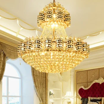 Klasická Európska Zlatá, Krištáľové Lustre, LED Svetlo, Veľké Moderné Krištáľový Luster Svetlá Zariadenie Home Hotel Schodisko Svetlo