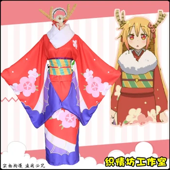  Kobayashi-san Chi č Slúžka Dragon Anime, Komiksu, Cosplay Tohru Halloween Party Japonské kreslené sladké kimono Žena Cosplay Kostým