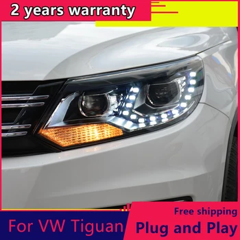  KOWELL Auto Styling pre VW Tiguan Svetlomety 2013 Nový Tiguan LED Reflektor LED DRL Bi Xenon Šošovky Svetlometu Vysoká Nízka Lúč Parkovanie