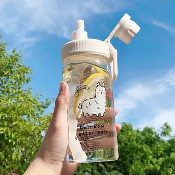  Kreatívne Daisy Fľaša Na Vodu Cartoon Pohodlné Pitie Fľaša Sklo Materiál Slamy Pohár Presnosť Rozsahu, Darček Pre Priateľku