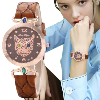  Kreatívne Diamond leopard Dizajn Ženy Quartz Hodinky Módne Dámske náramkové hodinky Vlastnosti Žena Kožené Hodiny Relogio Feminino