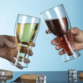  Kreatívne šampanské sklo kávu, pohár vodky sklenené fľaše štýl, pivo, sklo bar art transparentné dvojité pohár
