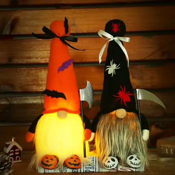  LED Halloween Dekorácie Anonymný Trpaslík Bábika Cosplay Plnené Trpaslíci Plyšové Hračky, Vianočné Ploche Tabuľka Ozdoby Deti Darčeky