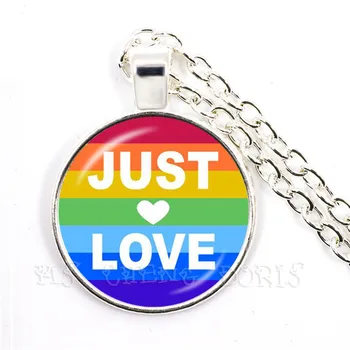  Len Láska Rainbow Náhrdelník Pre Ženy, Mužov, Homosexuálov a Lesieb Pride S Rainbow Láska Vyhráva LGBT Sklenenou Kupolou Prívesok Náhrdelník Darček