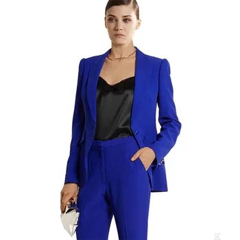  Letné Kráľovská Modrá Dámske Nohavice Obleky Brazers Formálne Elegantné dámske Oblekoch, 2 Kus Ženskej nohavicové Kostýmy Zákazku
