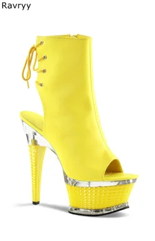  Leto Jeseň Fashion Žltá Žena sandále, topánky 17 CM platforma päty Típat Prst Ženy, krátka zavádzania žena koná klubu strany topánky