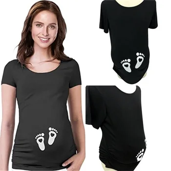  Materské Oblečenie Letné Krátke Sleeve T Shirt Blúzka Stopu Zábavné Dámy Tehotenstva Topy T-Shirt pre Tehotné Ženy