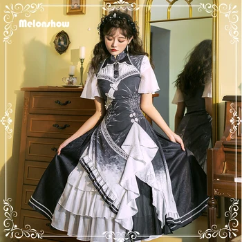  Melonshow Sladké Lolita Šaty Čínsky Cheongsam Vintage Viktoriánskej Šaty Žien Gothic Lolita Kawaii Dievčatá Oblečenie