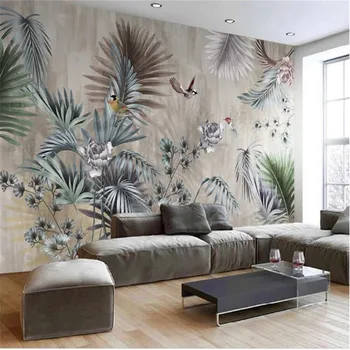  Milofi vlastné tapety na stenu handričkou Nordic rastlina listy retro, TV joj, nástenné maľby