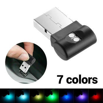 Mini USB LED Auto Light Auto Interiéru Atmosféru Svetla Núdzové Osvetlenie Svetlo PC Auto Farebné Dekoratívne Lampy Auto Príslušenstvo