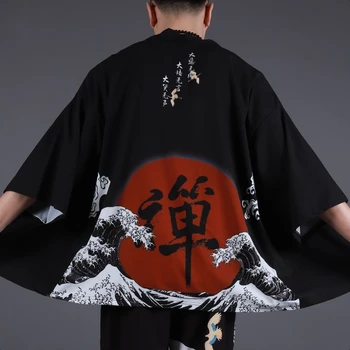  muži Japonské kimono cardigan mužov samuraj kostým oblečenie kimono jacket mens kimono tričko yukata haori