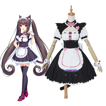  NEKOPARA Cosplay Kostým Chocola Vanilka Slúžka Zástera Uniforme, Ženy Anime Mačka Neko Dievča Plné Nastaviť Kostýmy